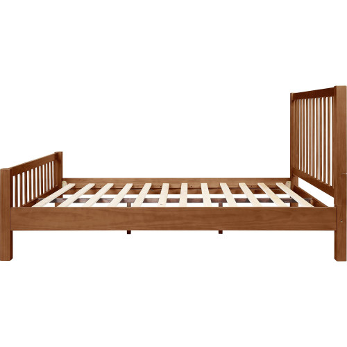 Brown Slat Back Solid Wood Queen Bed Frame