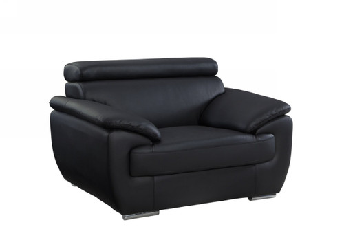 homeroots living room 32" to 38" Black Captivating Leather Chair, Black