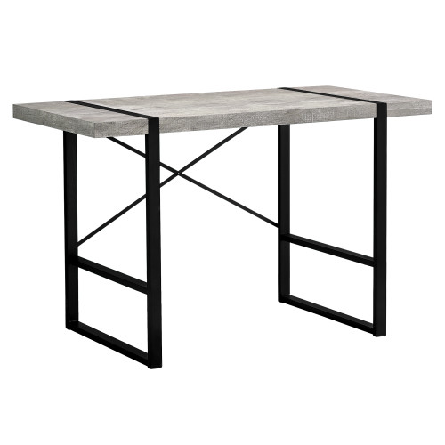 Homeroots Office 23.75" x 49" x 30" Grey Black Reclaimed Wood Metal Computer Desk, Grey Black Finish, Industrial Design