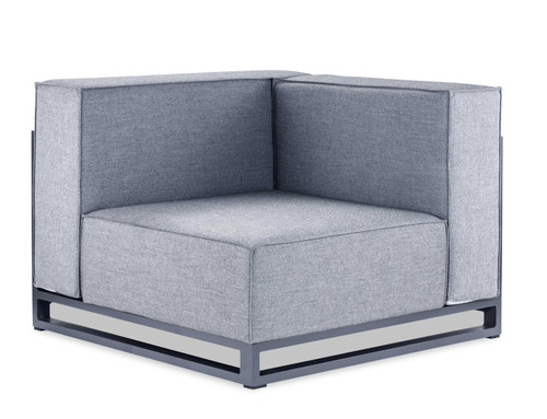 Homeroots Living Room 29" X 41" X 41" Gray Aluminum Modular Armless Corner, Gray, Aluminum