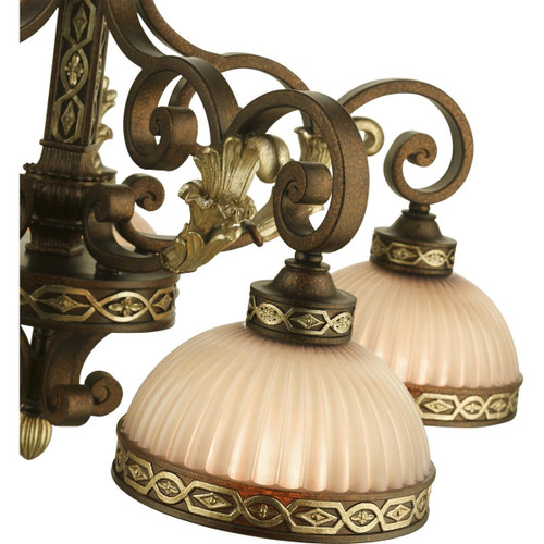 Bronze Five Light Metal Dimmable Chandelier With Shades