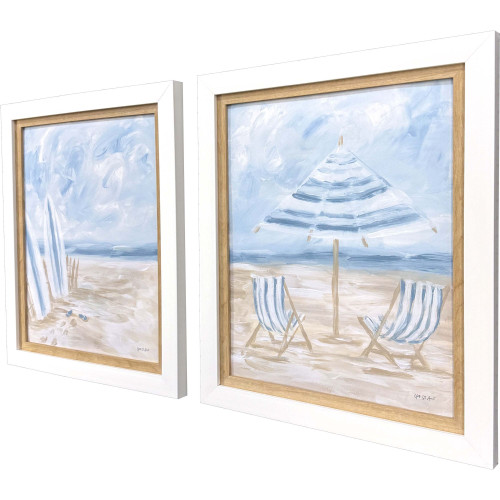 Set Of Two Beaching It White Framed Wall Art