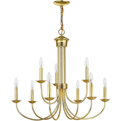 Nine Light Dimmable Chandelier With Shades
