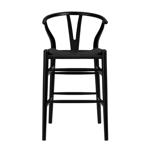 Homeroots Living Room Counter Stool, Black, Solid Beech Wood