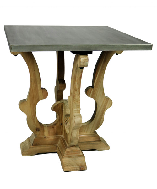 Homeroots Living Room 24" Natural Brown and Gray Metal and Solid Wood Square End Table