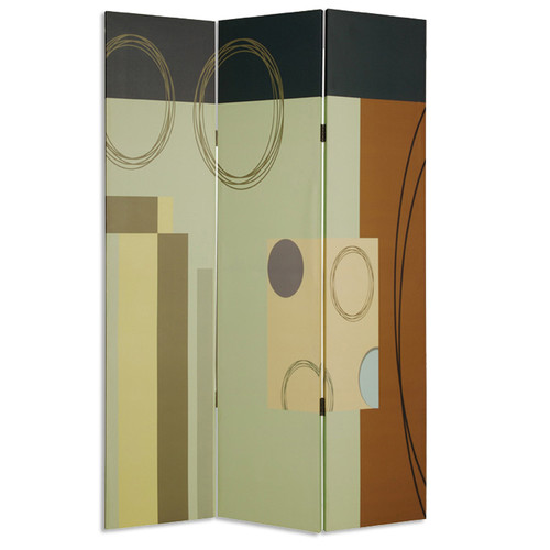 Homeroots Home Decor 1 x 48 x 72 3 Panel Wood Canvas Screen, Multi Color