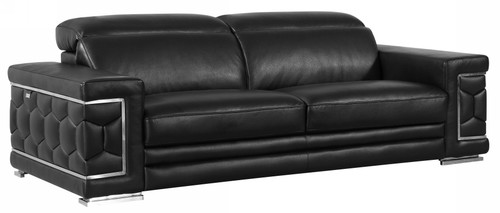 Homeroots Furniture 89" Sturdy Black Leather Sofa, Black