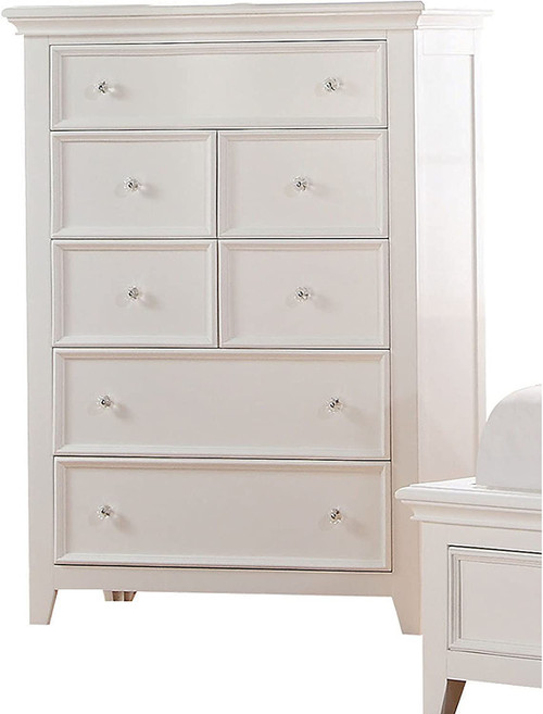 36" White Solid Wood Seven Drawer Dresser
