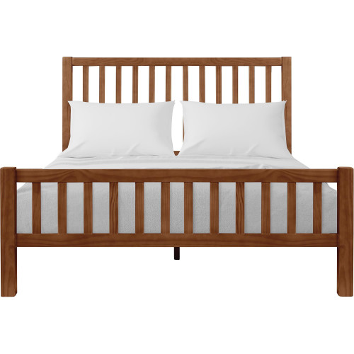 Brown Slat Back Solid Wood King Bed Frame With Drawers