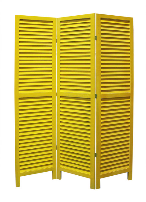 Homeroots Home Decor Wood Shutter Screen, Yellow Finish, 48 x 67 Inches