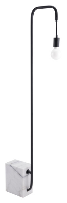 Homeroots Lighting Black Industrial and White Marble Bulb Floor Lamp