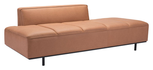 Homeroots Living Room 79" Camel Brown Faux Leather Modular Sofa