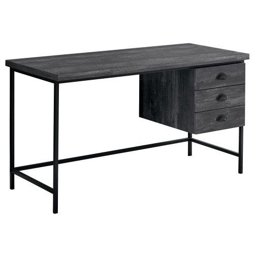 Homeroots 23.75" x 55.25" x 30" Black Particle Board Hollow Core Metal Computer Desk