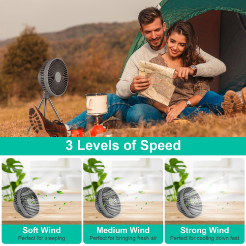 Portable Camping Fan Rechargeable Battery Powered Foldable Tripod Fan 