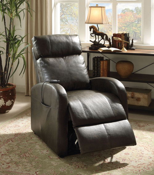 Homeroots Furniture 28" x 37" x 40" Dark Gray PU Recliner With Power Lift