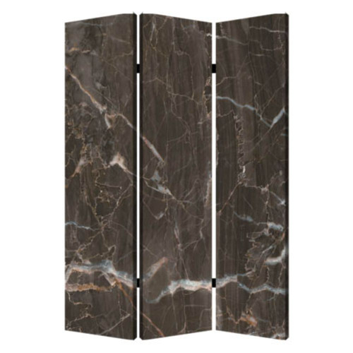 Homeroots Home Decor Multi Color Wood Canvas Black Marble Screen, Multi Color, 1 Inch x 48 Inch x 72 Inch