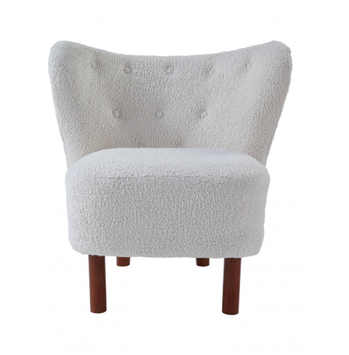 Homeroots Living Room 31" Wingback Chair, White Sherpa with Brown Polka Dots