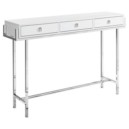 Homeroots 12" x 48" x 31.75" White Particle Board Metal Accent Table