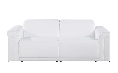 Three Piece White Italian Leather Six Person Seating Set