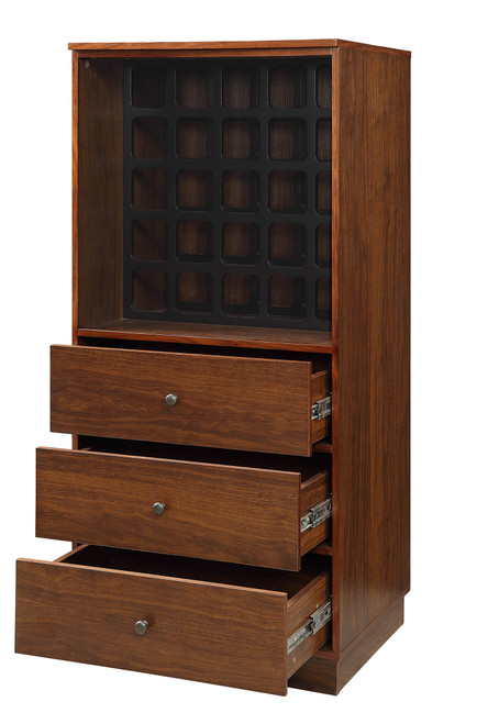 52" Brown And Black Wood Bar Cabinet With Three Drawers