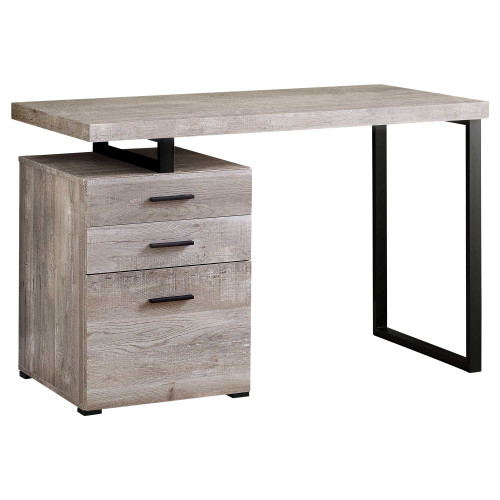 Homeroots Office Computer Desk, Taupe Black Finish, Particle Board Hollow Core Metal, 23.75" x 47.25" x 30"