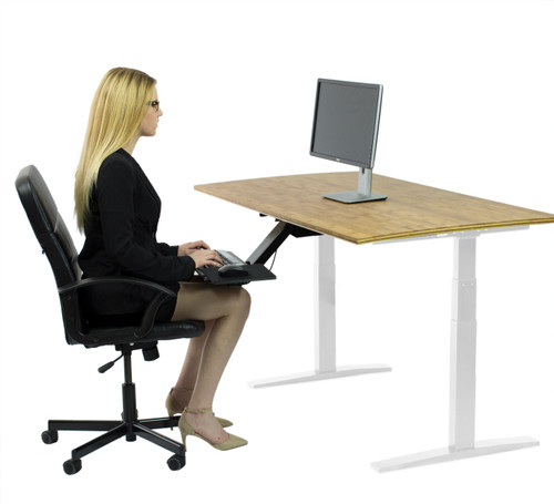 Homeroots Office White and Natural Bamboo 52" Dual Motor Electric Adjustable Desk