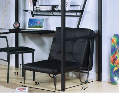 homeroots living room 75" X 28" X 11" Silver And Black Metal Tube Futon Adjustable Chair