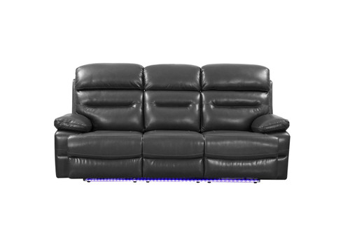 Homeroots Furniture 89" x 40" x 41" Gray Power Reclining Sofa