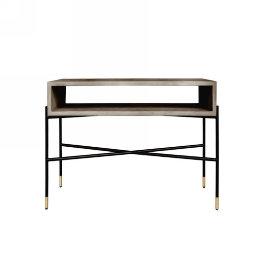 Homeroots Living Room Industrial 45" Concrete And Metal Console Table