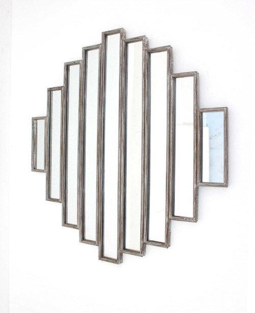 Homeroots Home Decor Rustic Multi Mirrored Wall Sculpture, Silver, 36 x 36 x 2 Inches