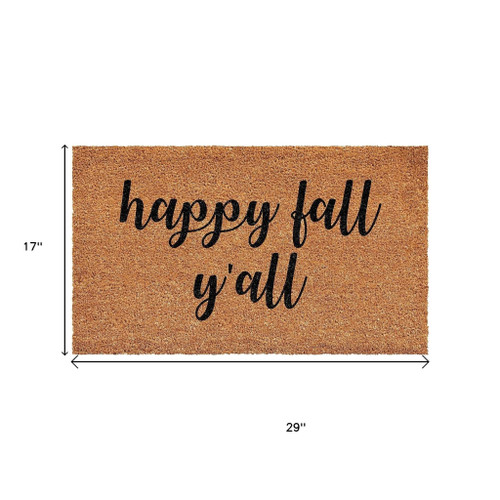 17" X 29" Brown And Natural Fall Happy Fall Y'all Outdoor Coir Door Mat