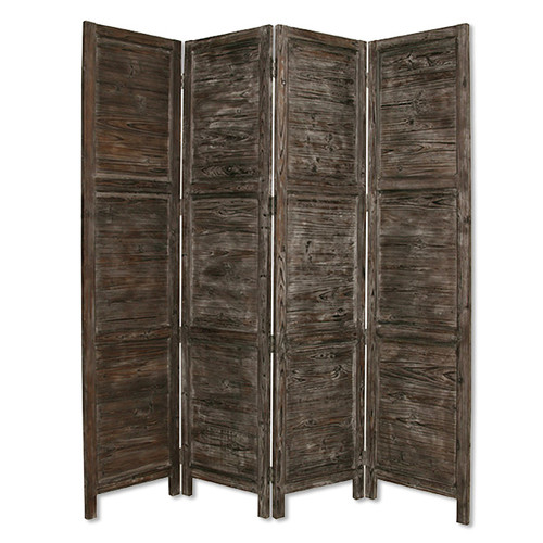Homeroots Home Decor 4 Panel Wood Screen, Stained Washed Soft Green Finish 1 Inch x 76 Inch x 84 Inch