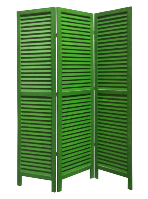 Homeroots Decor Wood Shutter Screen, Green Finish, 48 x 67 Inches