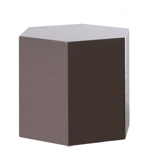Homeroots Modern Light Grey High Gloss Hexagonal End Table, Light Grey, High Gloss Finish