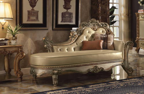 Homeroots 81" X 40" X 45" Bone Polyurethane Chaise & 2 Pillows