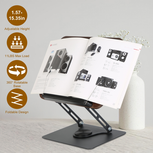 Book Stand for Reading Foldable Wood Book Holder Reading Rack 