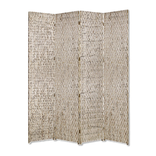 Homeroots Home Decor 1 x 84 x 84 4 Panel Wood Screen, Silver Metallic Finish