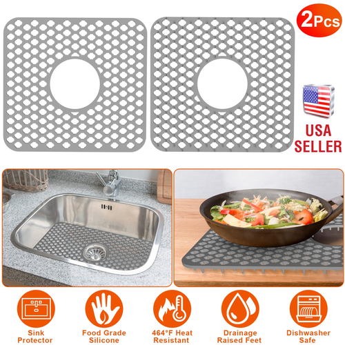 2Pcs Silicone Grid Sink Mat 