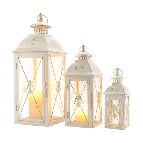 Set of Three White Glass Floor Candelabra Candle Holders