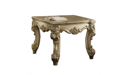 Homeroots Living Room 26" Square End Table, Gold Patina