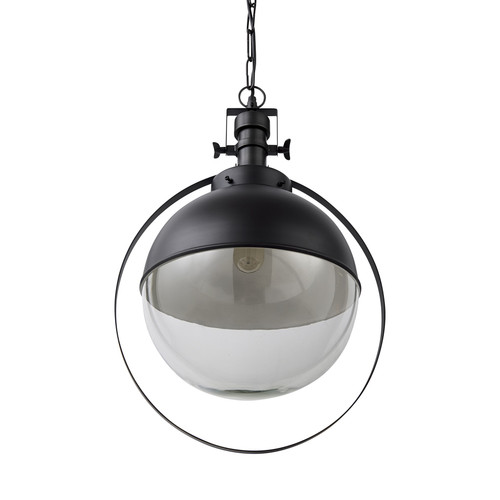 Homeroots Lighting Black Metal Sphere Pendant Hanging Light
