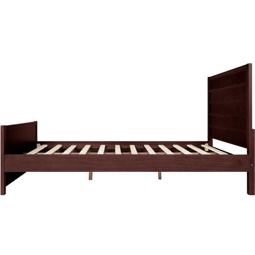 Brown Shiplap Texture Solid Wood Queen Bed Frame With Drawers