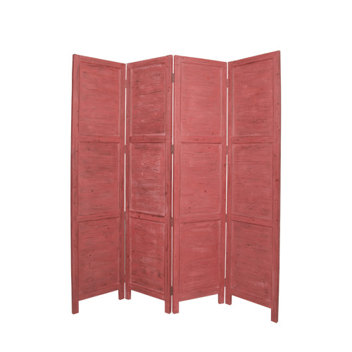 Homeroots Home Decor 1" X 76" X 84" Red Wood Screen, Stained Washed Soft Green Finish