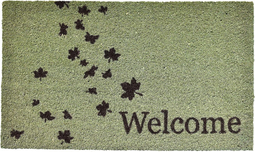 17" X 29" Brown And Green Fall Leaves Welcome Outdoor Coir Door Mat