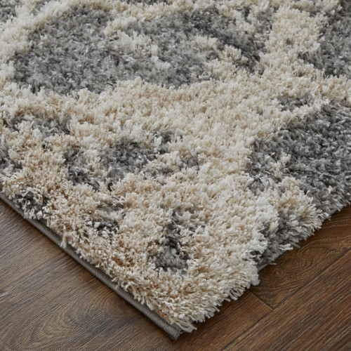 9' X 12' Gray And Ivory Abstract Power Loom Stain Resistant Area Rug