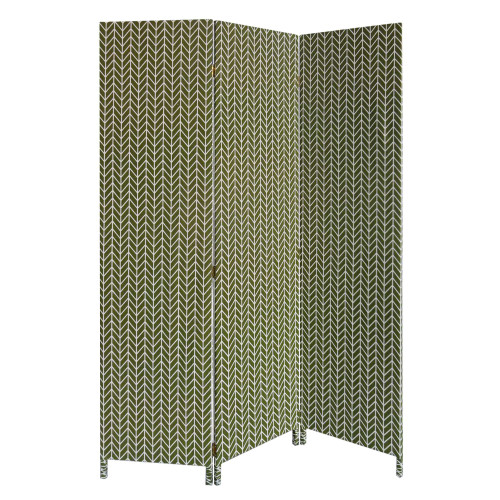 Homeroots Home Decor 3 Panel Room Divider, Green, Soft Fabric Finish