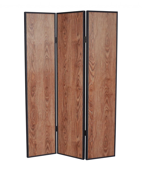 Homeroots 1" X 47" X 71" Home Decor 3 Panel Wood Screen, Brown Finish, Light Brown Maple Surface