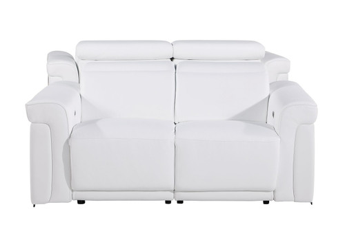 Two Piece White Italian Leather Five Person Seating Set