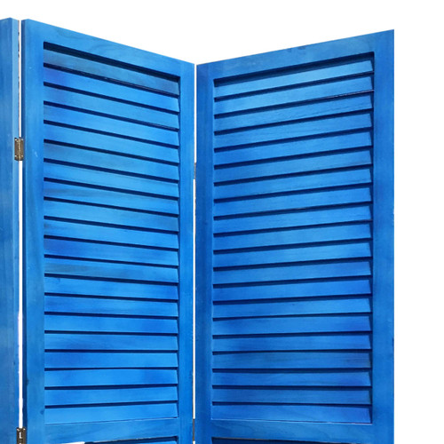 Homeroots Home Decor 3 Panel Shutter Screen Room Divider, Light Blue