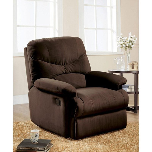 Homeroots Furniture 34.65" X 35.04" X 39.76" Chocolate Upholstered Motion Recliner